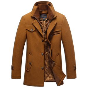남성 모직 코트 가을 가을 겨울 면화 양모 블렌드 재킷 코트 고품질 남성 탑 바람 방전 따뜻한 트렌치 외투