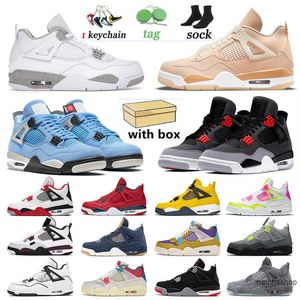 Med Box Jumpman 4 4S basketskor Infraröda tränare Fiba Cactus Jack Sail Outdoor Sports Sneakers Diy Men Women Desert Moss Shimmer Jordens Jordon