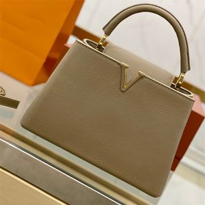 ハンドル女性デザイナーショルダーバッグCapucines bb TotesクロスボディバッグAurillon Leather Handbags女性ミッドサイズの豪華な財布ハンドバッグ