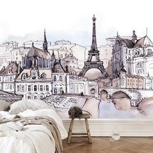 Bakgrundsbilder 3D Bakgrund Modern Abstract Tower Watercolor Mural Hand Painted City Landscape Art Wall Paper Living Room TV Soffa Bedroom Decor 220927