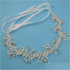 Fermagli per capelli Barrette Barocco Oro rosa Fiore Foglia Accessori per capelli da sposa Corona Perle Donna Fronte Copricapo Gioielli da sposa Hea Dh2Cm