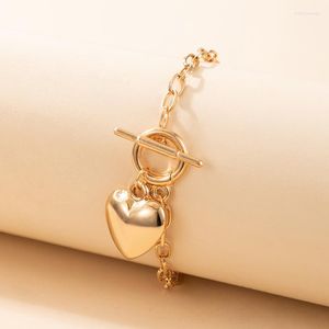 Charm Bracelets Love Heart Pandent For Women Fashion Gold Color Geometry Metal Alloy Bangle Female Party Jewelry 18071