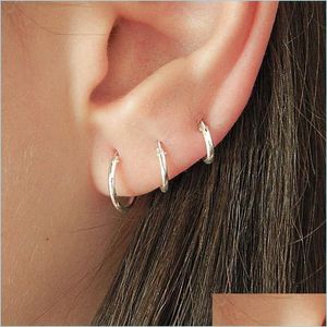 Clip On Screw Back 1 Pair Small Hoop Earrings 925 Sterling Sier Circle Pendientes For Women Men Areteearring Ear Bone Buckle 774 Z2 Dhfrf