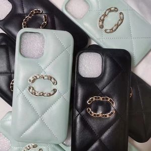 iPhone 14 Pro Max 13p 12 11 XR 패션 다이아몬드 패턴 Phonecase C Letter Case Shopproof Leather Cover Shell의 고급 디자이너 케이스