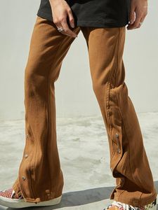 Men's Jeans Men's Button Decoration Zipper Men Spring Autumn Fashion Casual Loose Straight Pants Solid Full Length Trousers