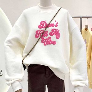 Felpe con cappuccio da donna Felpe con stampa in lettere Felpe con cappuccio da donna oversize a maniche lunghe Felpa Harajuku Autunno e inverno Girocollo Rosa Top Y2K Donna 220926