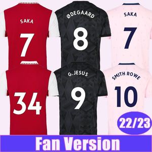 22 23 Saka White Mens Soccer Jerseys Pepe Tierney Gabriel Odegaard Smith Rowe Martinelli Marquinhos G. Иисус домой в гостях 3 -я футбольная рубашка