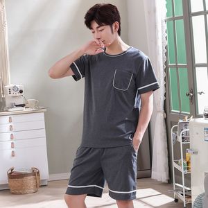 Men's Sleepwear ONeck Full Cotton Mens Summer Short Sleeve Shorts Pajamas Set Big Size L4XL Sleepwear Leisure Suits Nightwear Men Pijamas 220924