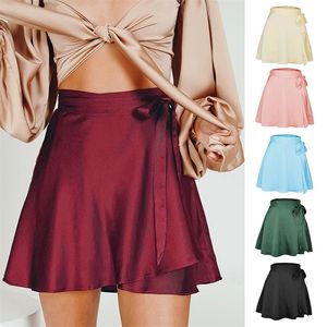 Röcke Frauen Hohe Taille Sommer Kurzen Rock Solide Lila Satin Seide Elegante Damen Büro Röcke Midi Frühling Kleidung Vintage Punk 220924