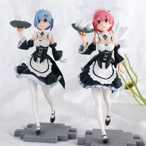 Anime Manga 17cm Anime re Life em um mundo diferente de zero ram Rem Aven Maid Dress Up Figura Figura Doll PVC Modelo