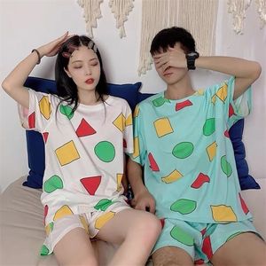 Men's Sleepwear Pijama Sin Chan Man Pajama Sinchan Cotton Summer Short Sets Japanese Pajamas for Couples Man and Woman Sleepwear 220924