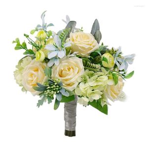 Kwiaty dekoracyjne ślub bukiet róży Rose Peony mieszanka rzut na narzeczone druhna hold kwiat