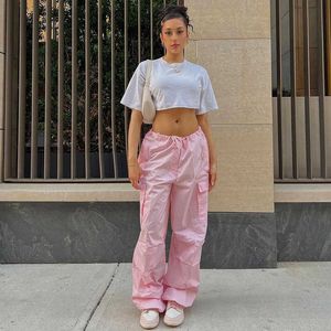 Calças femininas capris y2k roupas oversized cordão cintura baixa pára-quedas solto ajuste sweatpants calças mulheres jogger calças de carga streetwear outfits t220926