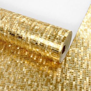 Wallpapers Classic Luxury Gold Silver Foil Wallpaper Waterproof Living Room Bedroom Ceiling Striped Lattice Golden Glitter Wall Papers Roll 220927