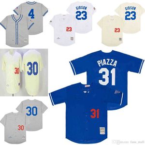 Mitchell and Ness Vintage Baseball 23 Kirk Gibson Jerseys NCAA Stitched 30 Maury Wills 4 Babe Herman Breathable Sport Gray 1945 Cream 1955 1963 white 1988 Pullover