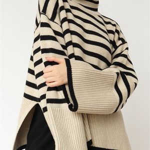 Women Sweters Striped Turtleeck Women Sweater Knit Pullover Ladies Długie rękaw Top Kobietowy Modna Knitwear Autumn Sueter Feminino 220923