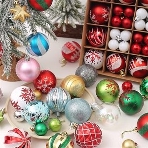 Decorações de Natal Navidad Painted Ball Gift Box 42/44pcs conjunto de ornamentos de árvore de árvores Acessórios para casa 220927