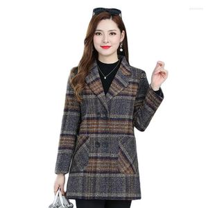 Women's Wool Mother Wear Autumn Winter Woolen Coat Women Fashion Western-Style Middle-Aged Elderly Mid-Length Plaid Thick Jacket A989