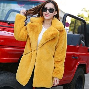 Womens Jackets Thick Rabbit Fur Coat Female Plush Overcoat Comfort Fur Coat Winter Furry Coat Hairy Woman Jacket 220926
