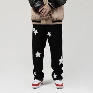 Men's Jeans Men's Four Seasons Men's Pants Trend High Street Loose Straight Retro Hip Hop Five Star Embroidery Standard Ins