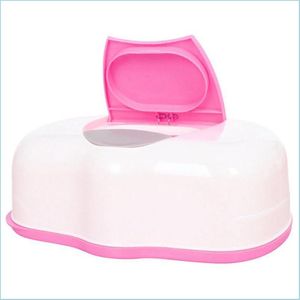 Vävnadslådor servetter våtbox Plastiskt Matiskt fodral riktiga baby våtservetter press -up design hemhållare tillbehör rosa drop leverans 2021 gar dhmt9