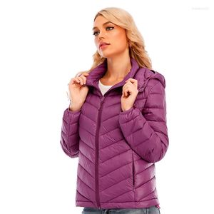 Women's Down Winter Jacket Women Lightweight Warm Puffer Coat Quilted Zipper Closure Waterproof Hooded With Side Pockets