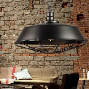 Pendant Lamps Vintage Retro Chandeliers Lamp 36cm/46cm Metal Lampshade Warehouse Garage Style Lighting Light Fixture With Edison Bulb