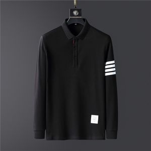 Polos masculinos marca outono de alta qualidade cor sólida camisa polo moda casual camisa polo masculina manga longa bordado puro algodão plus size 220927