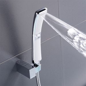 Bathroom Shower Heads Waterfall 2 Function Hand Held Shower Head High Pressure Rain Shower Sprayer Set Water Saving Brushed Nickel Black Design 220927