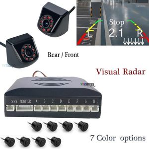 Car Rear View Cameras Cameras& Parking Sensors Double CPU Reverse Video 8 Sensor Radar Parktronic With Front/Rear Backup Camera Can Connect