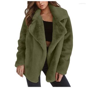 Women's Jackets Women's Warm Overcoat Thickened Cardigan Cashmere Solid Color Winter Double-faced Fleece Lapel Snow Coat Lightweight