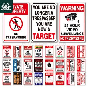 Putuo Decor No Trespassing Metallgemälde Warnschild Videoüberwachung Wandkunst Poster Schild Hof Eisen Gemälde Aufkleber W32 30 x 20 cm 1602