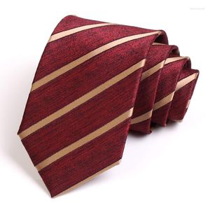 Bow Ties 2022 Brand Classic Red Striped 8CM Wide For Men Business Suit Work Necktie Male High Quality Fashion Formal Neck Tie
