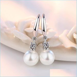 Charm 925 Sterling Sier New Earrings Retro Simple Cubic Zirconia Pearl Zircon Jewelry Drop Delivery 2021 Dhseller2010 Dhzxz