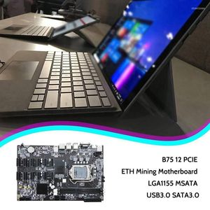 Anakartlar B75 12 PCIE Eth Mining Anakartı G550 CPU SATA Kablo Anahtarı Termal Pad Gres BTC Madenci