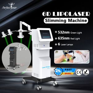 Dispositivo di riduzione del grasso corporeo approvato dalla FDA 6D Lipolaser Slim Machine Laser Body dimagrante con 6 apparecchiature di bellezza per la rimozione della cellulite Laserheads