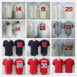 1938 Throwback Baseball Jersey Vintage 12 Francisco Lindor 14 Larry Doby 19 Bob Feller 28 Corey Kluber 29 Satchel Paige 30 Joe Carter Jerseys 1948 Retro