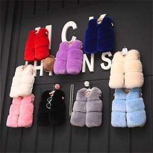 Waistcoat Winter Baby Faux Fur Vest Kids Outwear Vest Children WaistCoats Girls Autumn Fashion Solid Color Vests 11 Colors 220927