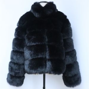 Womens Jackets HJQJLJLS Winter Women Thick Warm Long Sleeve Coat Luxury Faux Fur Female Stand Collar Short Fake Jacket 220926