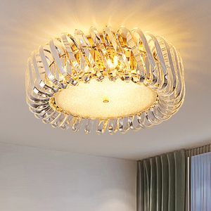 Nowoczesne kryształowe lampki sufitowe Oprawa LED LED American Okrągłe lampy sufitowe Europejskie Art Deco Luksusowe wisząca lampa sypialnia Jadalnia dom