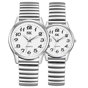 Mody damskiej mężczyźni damskie na rękę parę elastyczną elastyczną grupę kwarcową zegarki i damskie dar zegarowy 0926