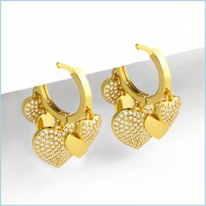 Hoop Huggie ThreeGraces Fashion Cubic Zirconia 585 Gold Cute Tassel Star Love Heart Earrings For Ladies Trendy Summer Jewelry Drop D DHM08