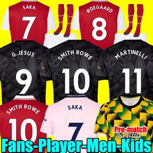 Smith Rowe G.Jesus Saka 축구 저지 Saliba 22 23 팬 플레이어 버전 ODEGAARD ​​NKETIAH Martinelli Tierney 2022 2023 축구 키트 셔츠 남성 어린이 세트 유니폼