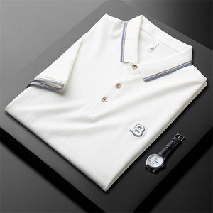 Men's Polos Light luxury high quality Paul ice silk short sleeved polo shirt men's summer fashion embroidery casual Lapel T-shirt trend 220926