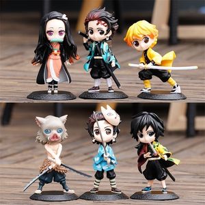 Anime Manga 1/6pcs Figur Dämon Slayer Q Posket Kimetsu no yaiba puppe tanjiro nezuko Zenitsu Kawaii Modell PVC Toy Desktop Dekoration 220924