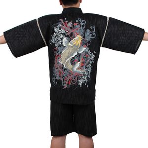 Pijamas japoneses de roupas de dormir masculinas para homens yukata quimono algodão masculino solto japão roupas de dormir com roupas de dormir lazer de roupão de banho wear a52508 220924