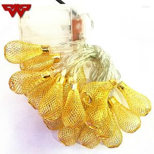 Strings LED Lantern String 20 Metal Hollows Water Droplet Decorative Wedding Christmas Battery Pendant Chrismas Lights