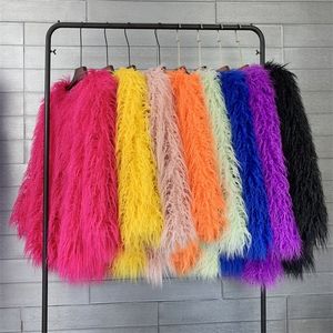 Kvinnors päls faux hjqjljls mode kvinnor boho fluffy kappa kvinnlig långärmad orange rosa jacka godis färgfestival kläder 220927