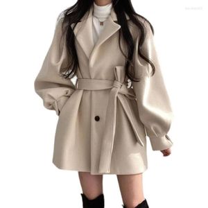 Kvinnors ull Kvinnor Autumn Winter Woolen Coat Elegant Loose Double-Sided Velvet Overcoat 202 Ladies Fashion Coats F064