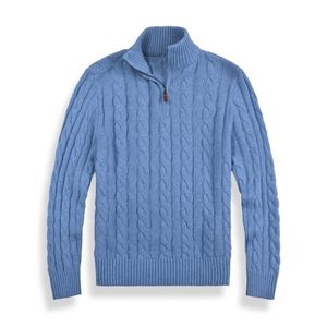 Męskie swetry jesienne wełniane wełny swobodne małe chser Pull Half Zip Ralp Polp Chandail Kurtka Kurtka Zimowa długie rękawie Sweter Pullover 220927